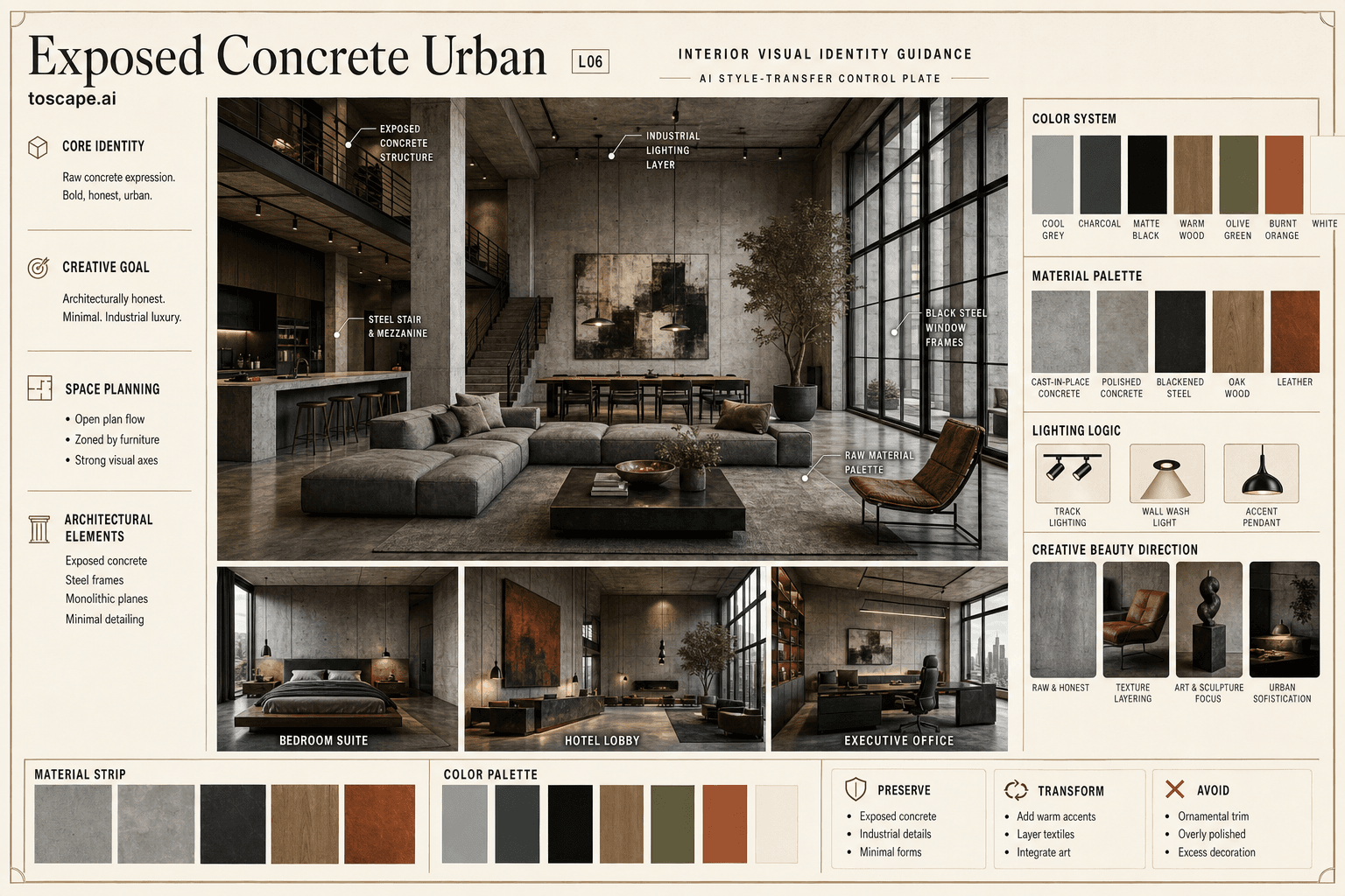 Exposed Concrete Urban interior style hero plate