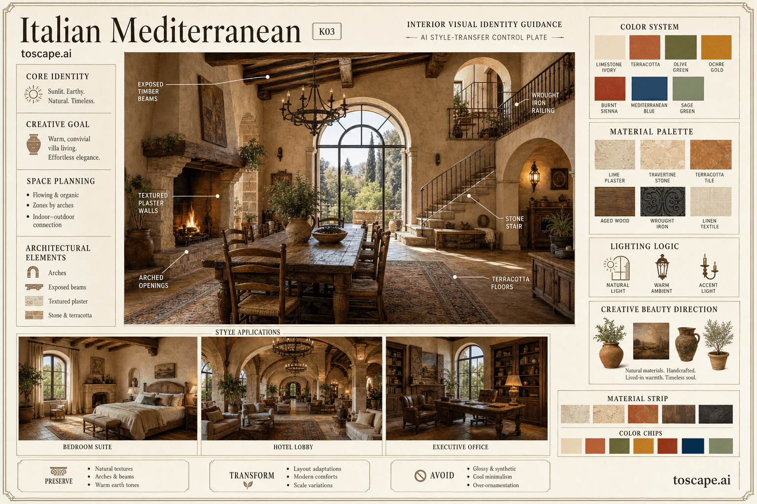 Italian Mediterranean interior style hero plate