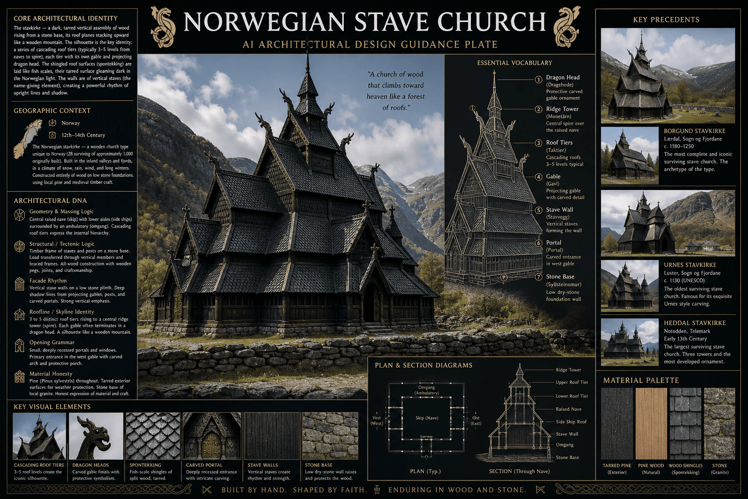 Norwegian Stave Church hero plate — Denmark