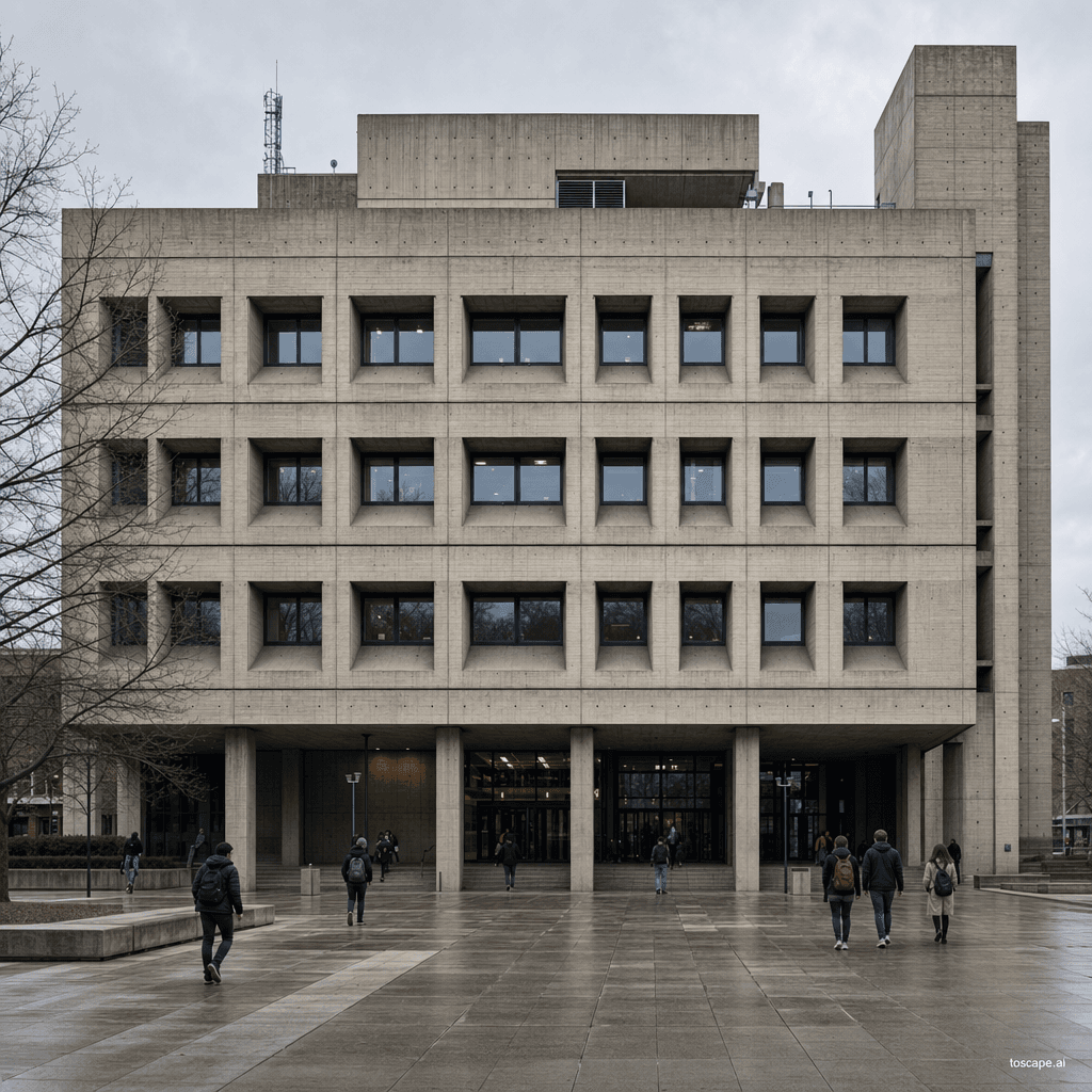 BRUTALISM architectural style - United Kingdom / France (1950s), global spread