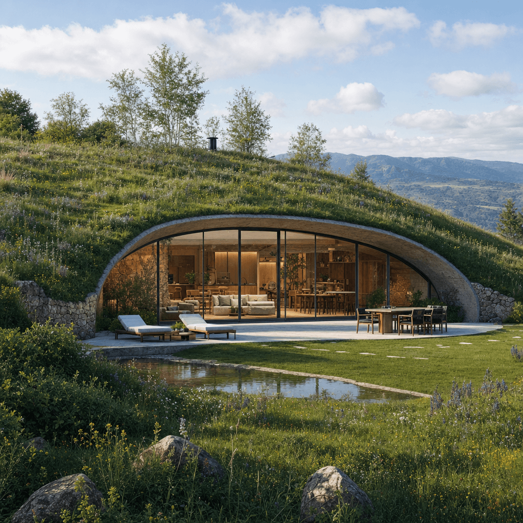 UNDERGROUND / EARTH-SHELTERED ARCHITECTURE architectural style - Global (vernacular: China, Tunisia, Iceland; contemporary: USA, Australia, 1970s-present)...