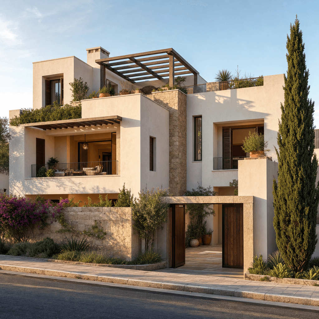 Mediterranean Contemporary architectural style - Mediterranean basin and similar hot-dry summer climates - southern Europe, North Africa,...