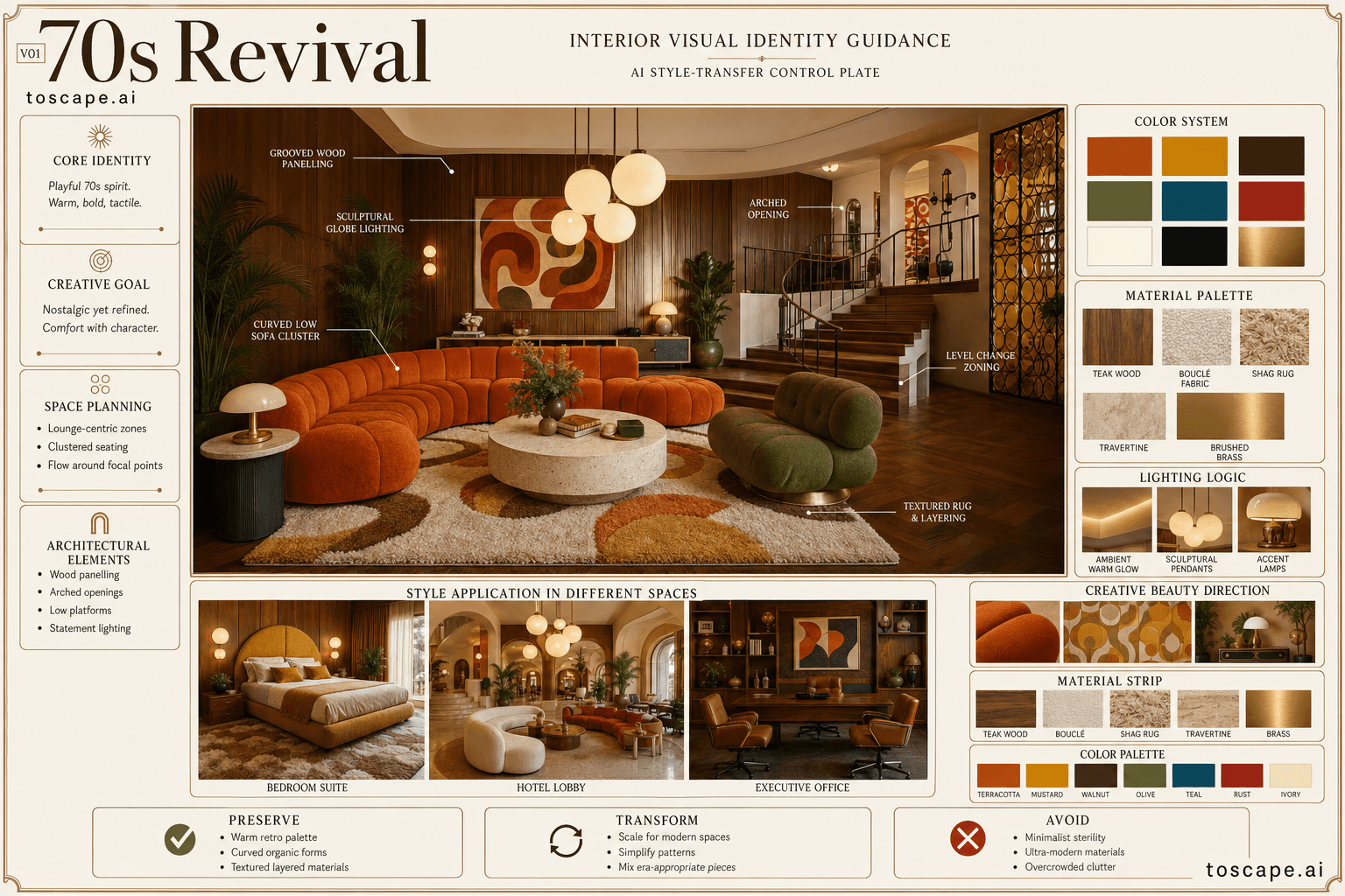 70s Revival interior style hero plate