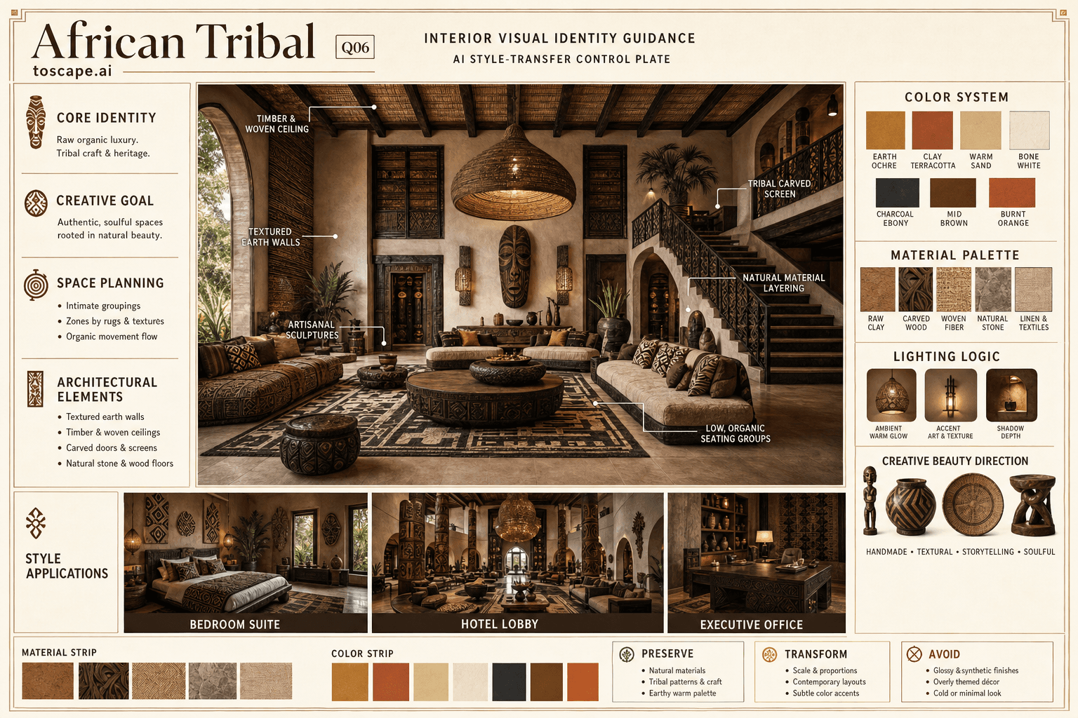 African Tribal interior style hero plate