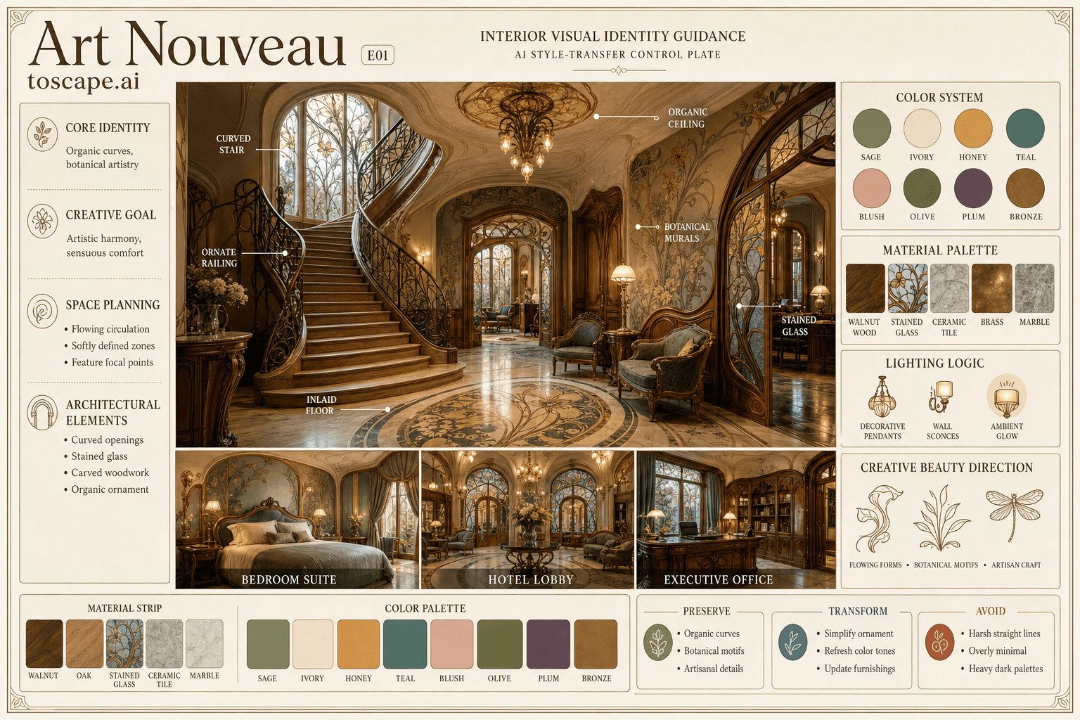 Art Nouveau interior style hero plate
