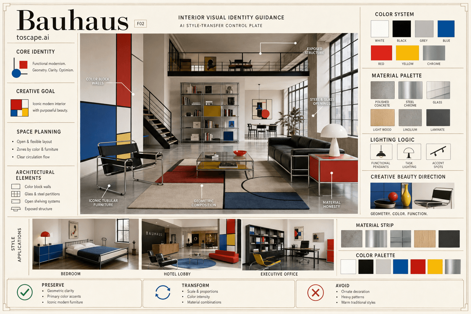 Bauhaus interior style hero plate