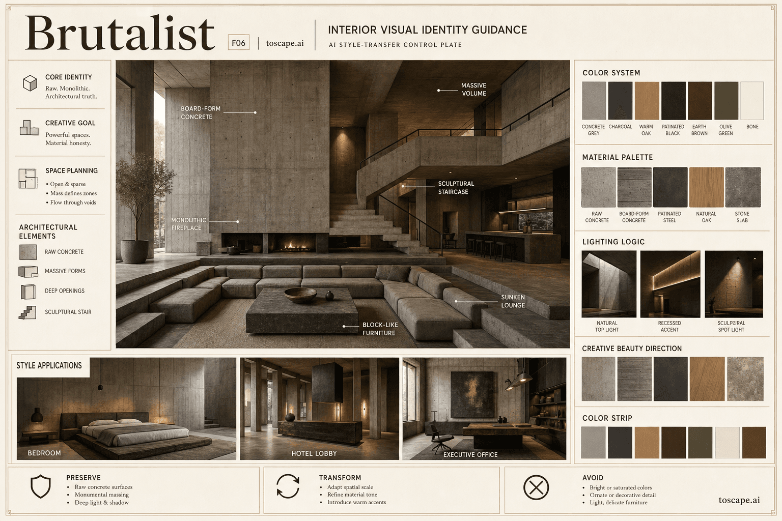 Brutalist interior style hero plate