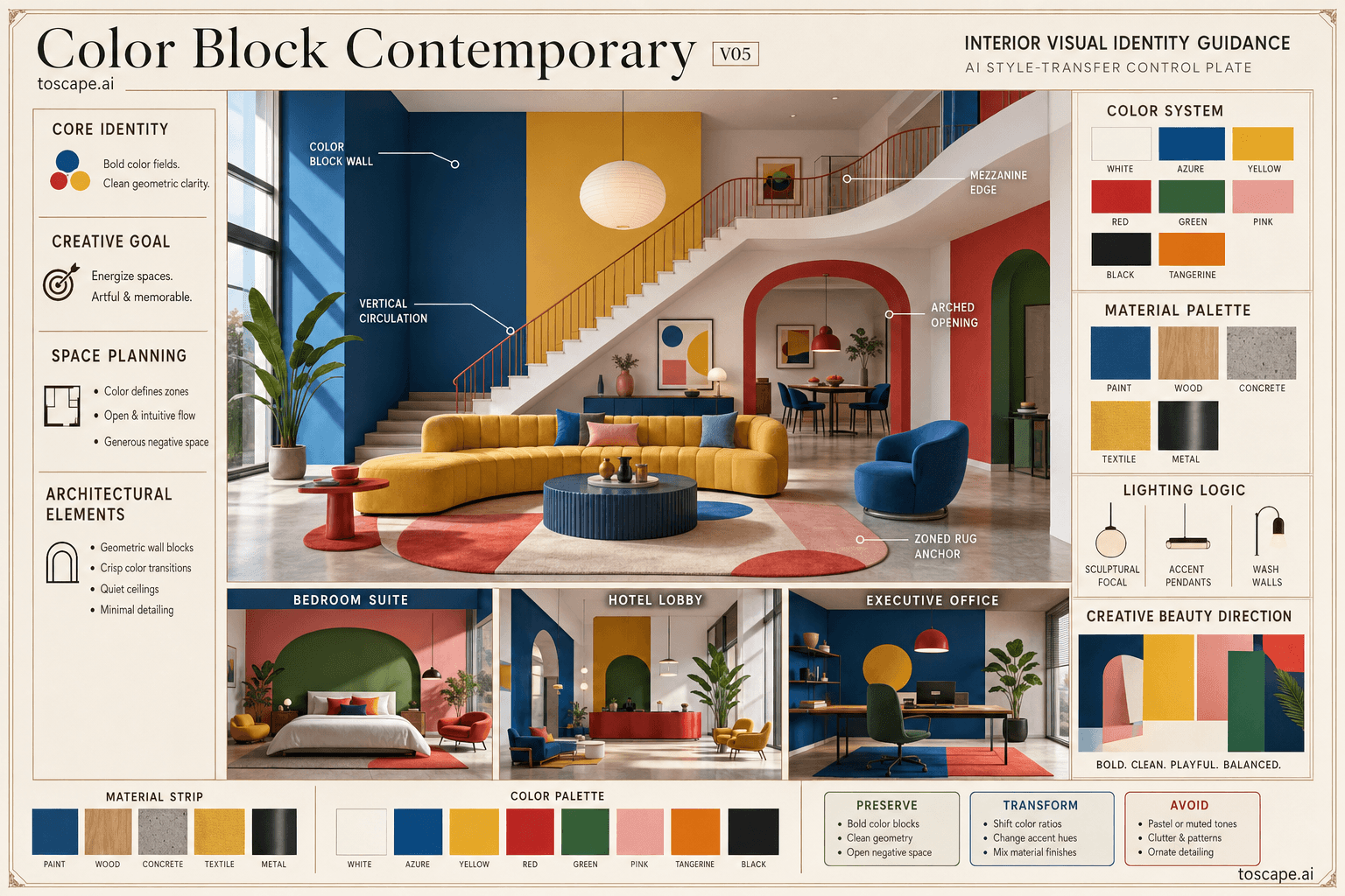 Color Block Contemporary interior style hero plate