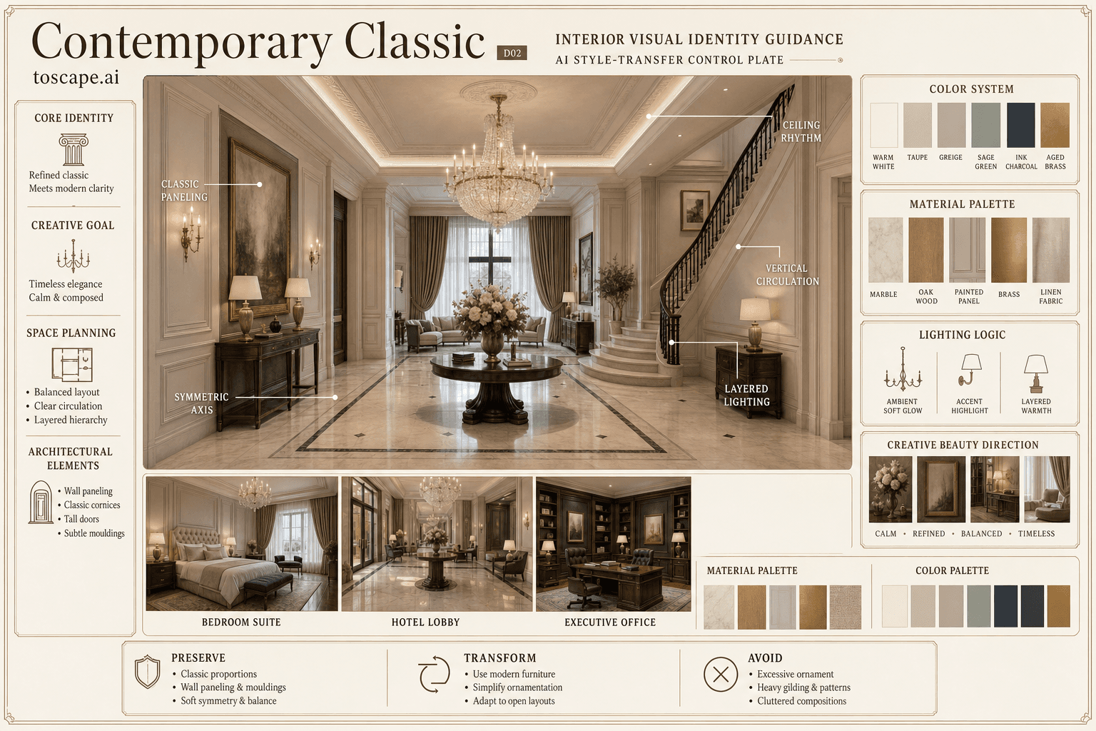 Contemporary Classic interior style hero plate