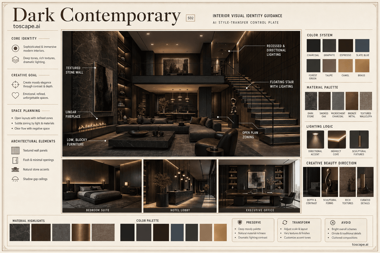 Dark Contemporary interior style hero plate