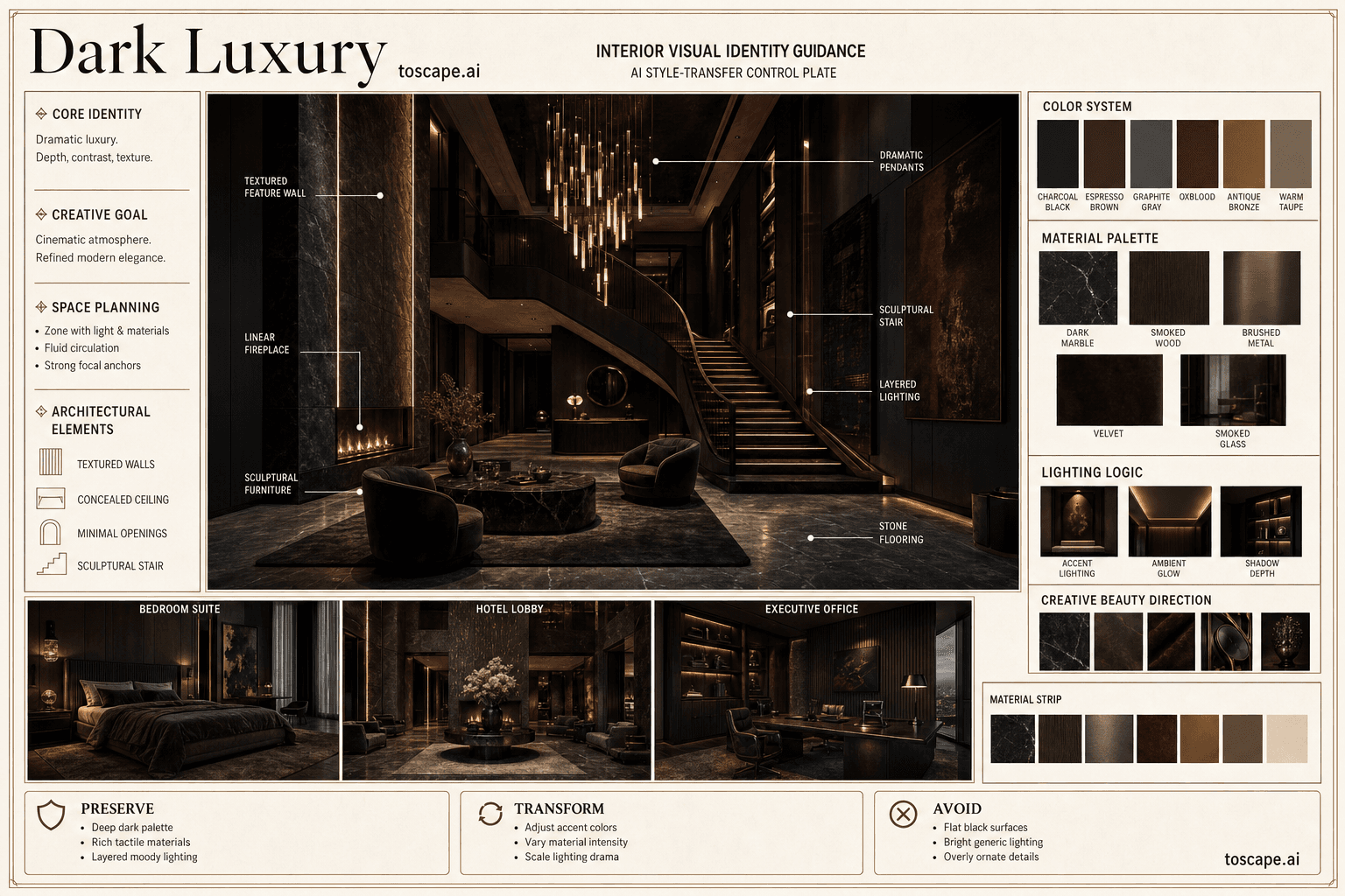 Dark Luxury interior style hero plate