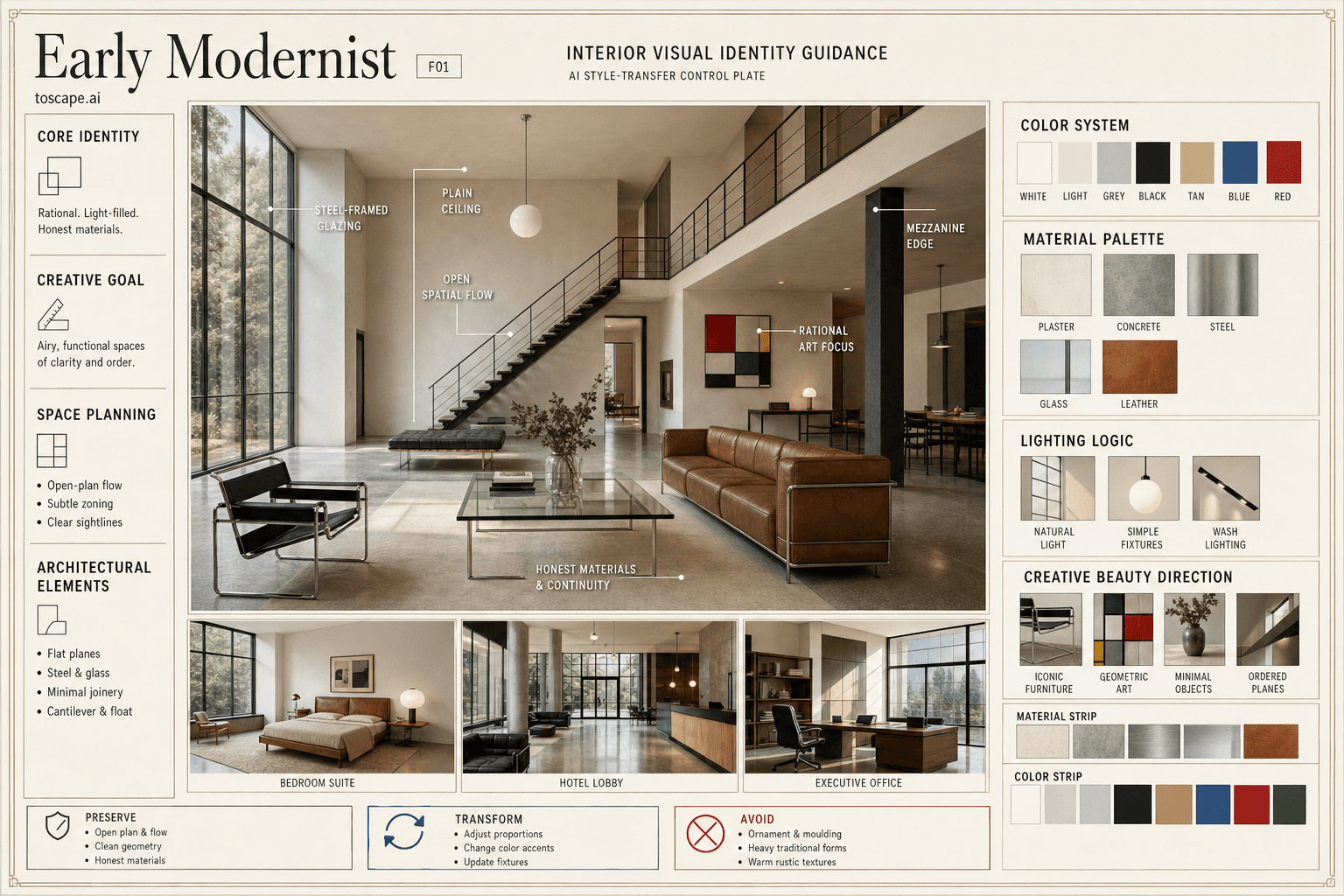 Early Modernist interior style hero plate