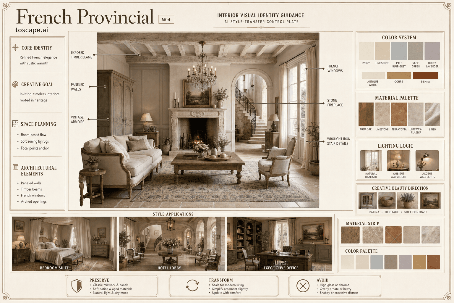 French Provincial interior style hero plate