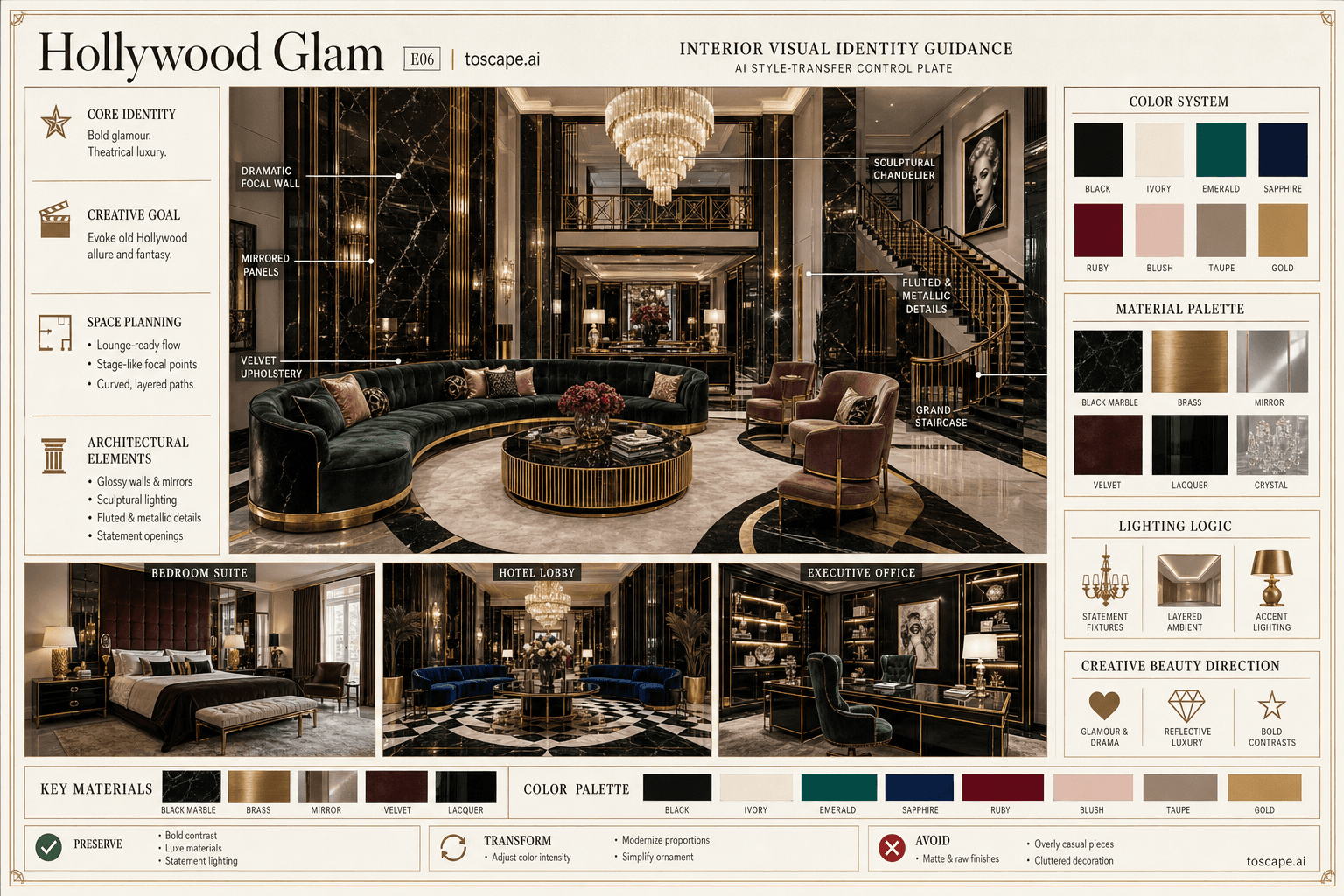 Hollywood Glam interior style hero plate