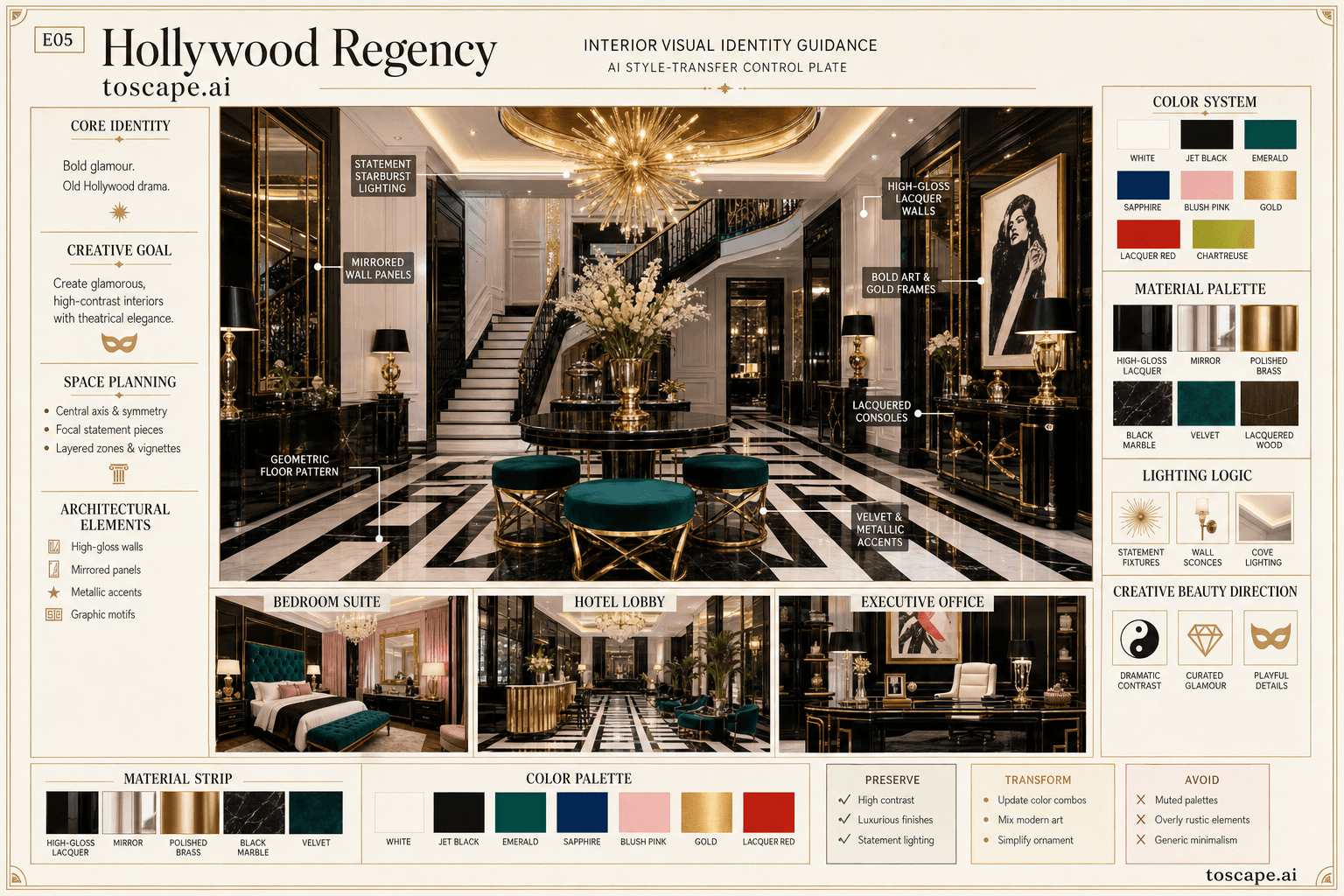 Hollywood Regency interior style hero plate