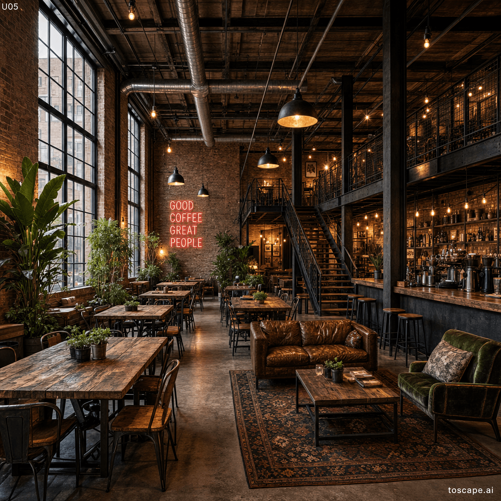 Industrial Cafe interior style reference
