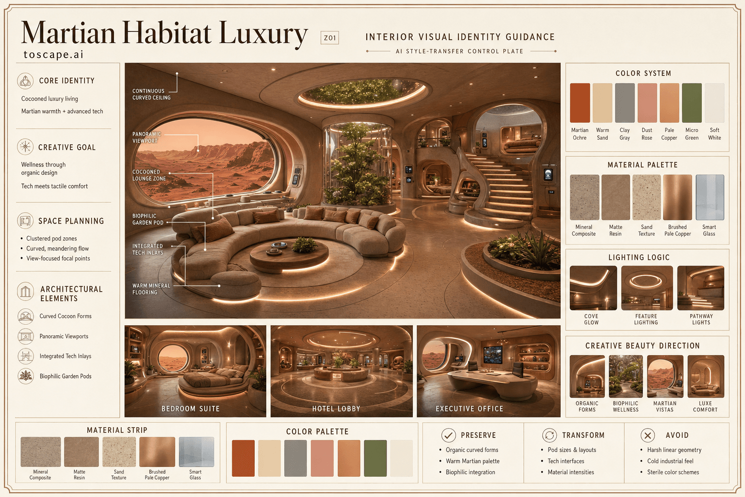 Martian Habitat Luxury interior style hero plate