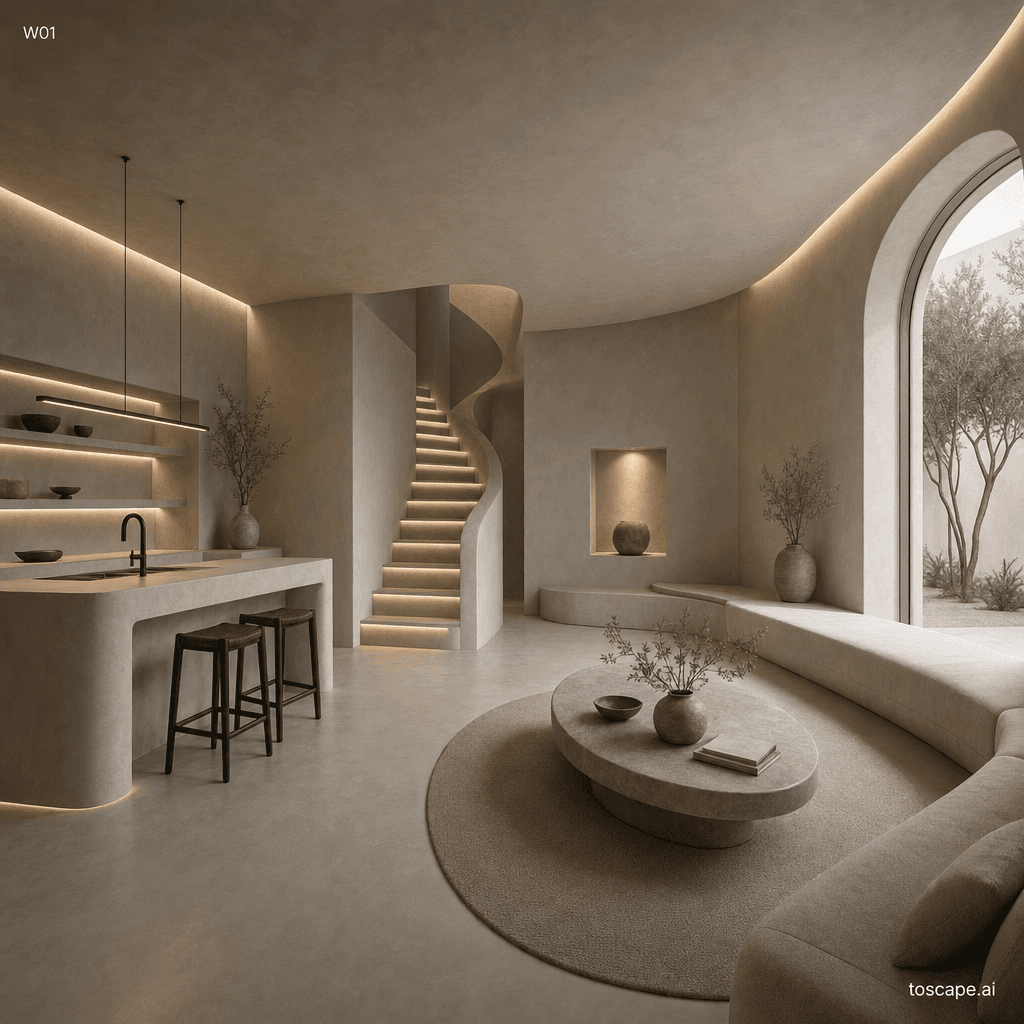 Monolithic Microcement interior style reference