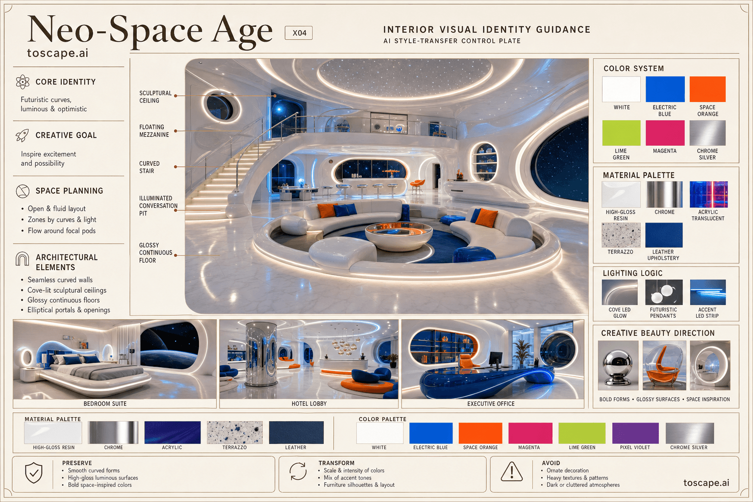 Neo-Space Age interior style hero plate
