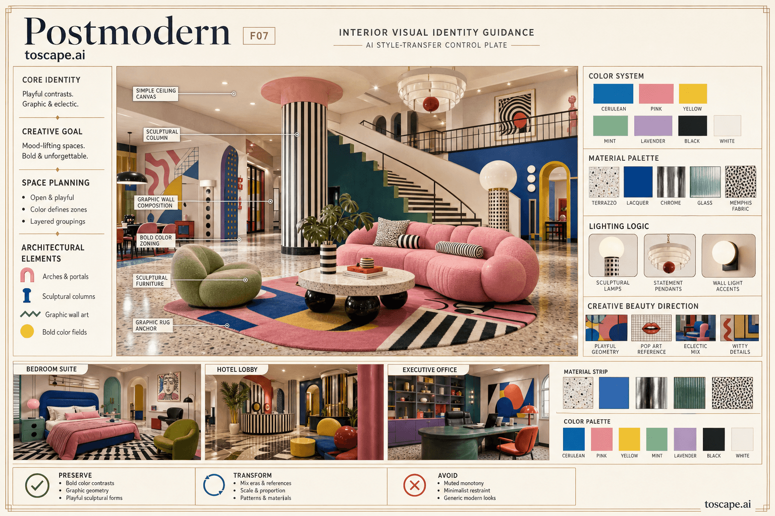 Postmodern interior style hero plate