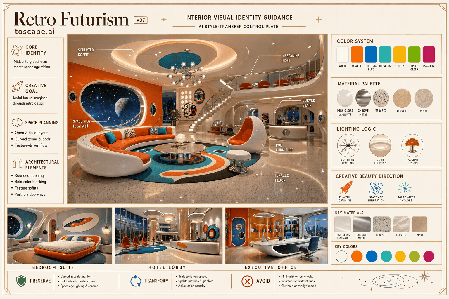 Retro Futurism interior style hero plate