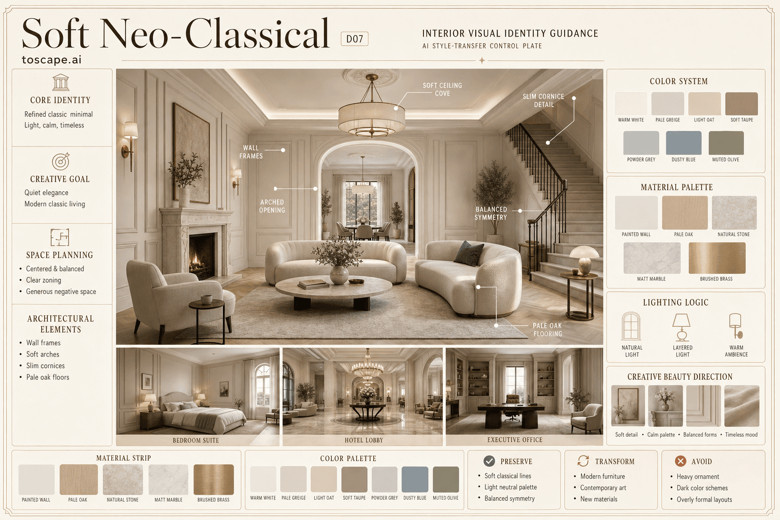 Soft Neo-Classical interior style hero plate