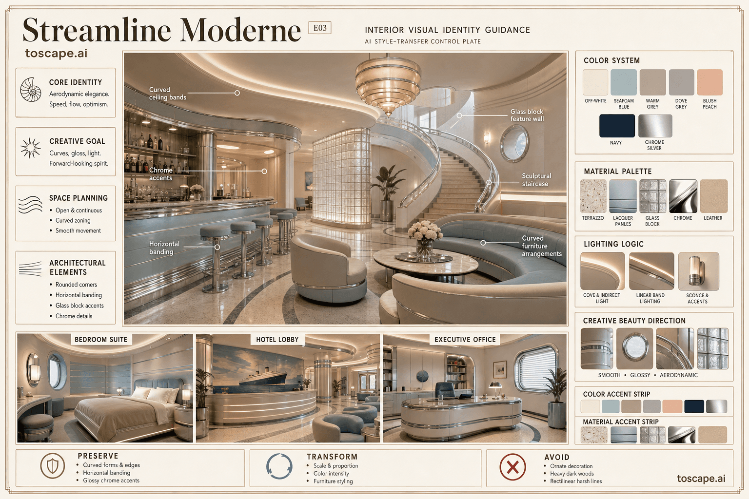 Streamline Moderne interior style hero plate