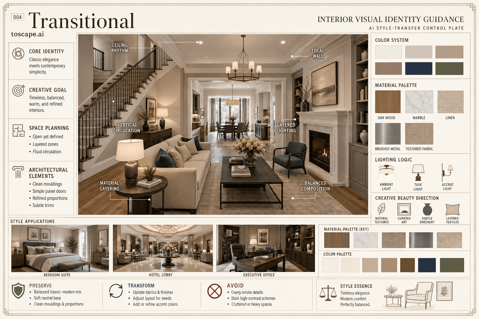 Transitional interior style hero plate