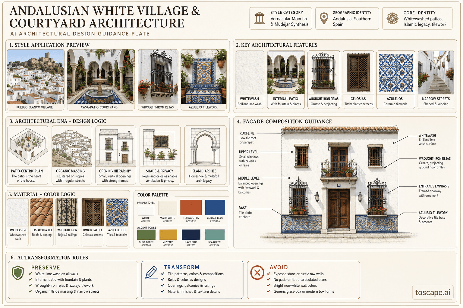 Andalusian White Village & Courtyard hero plate — Spain