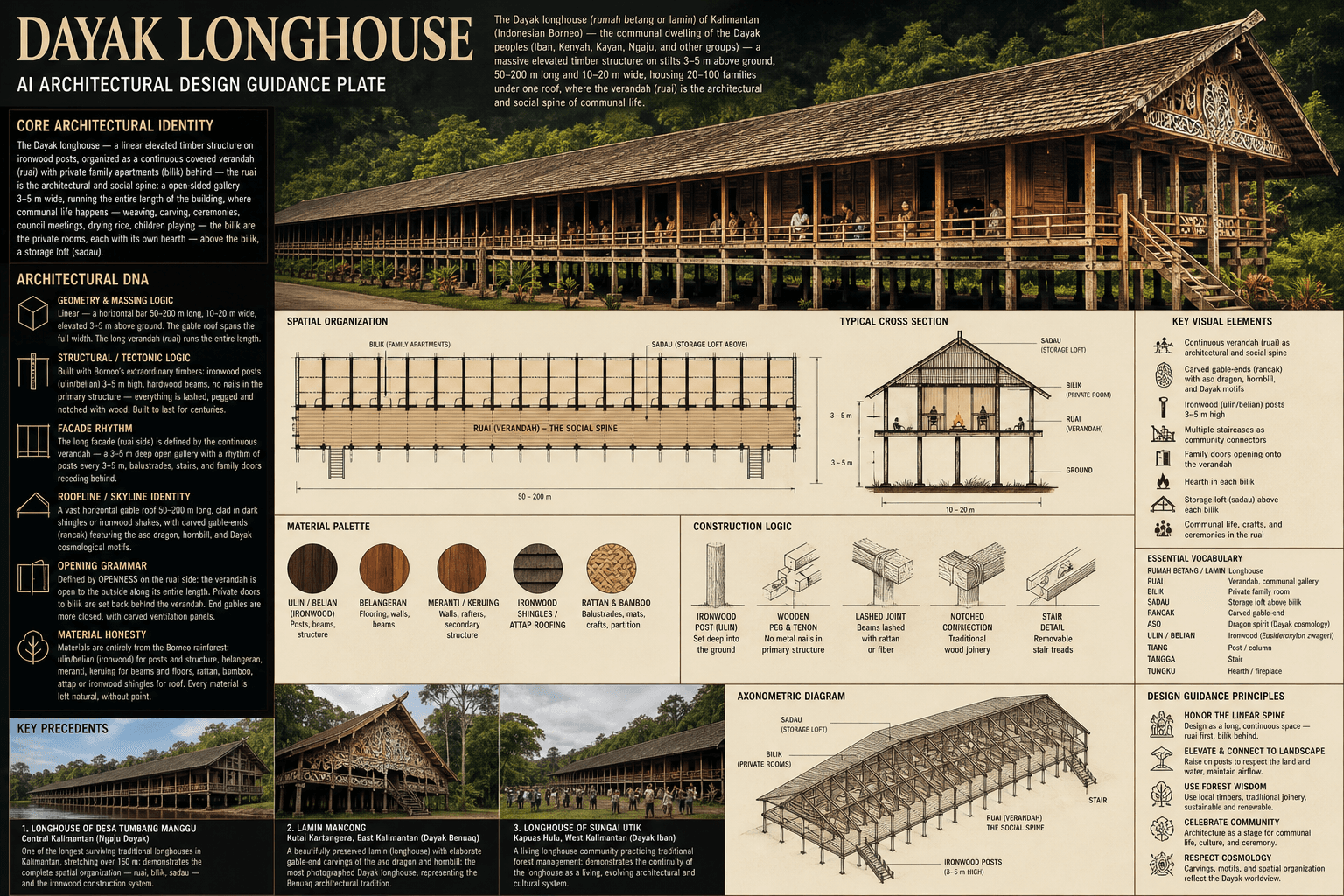 Dayak Longhouse hero plate — Indonesia