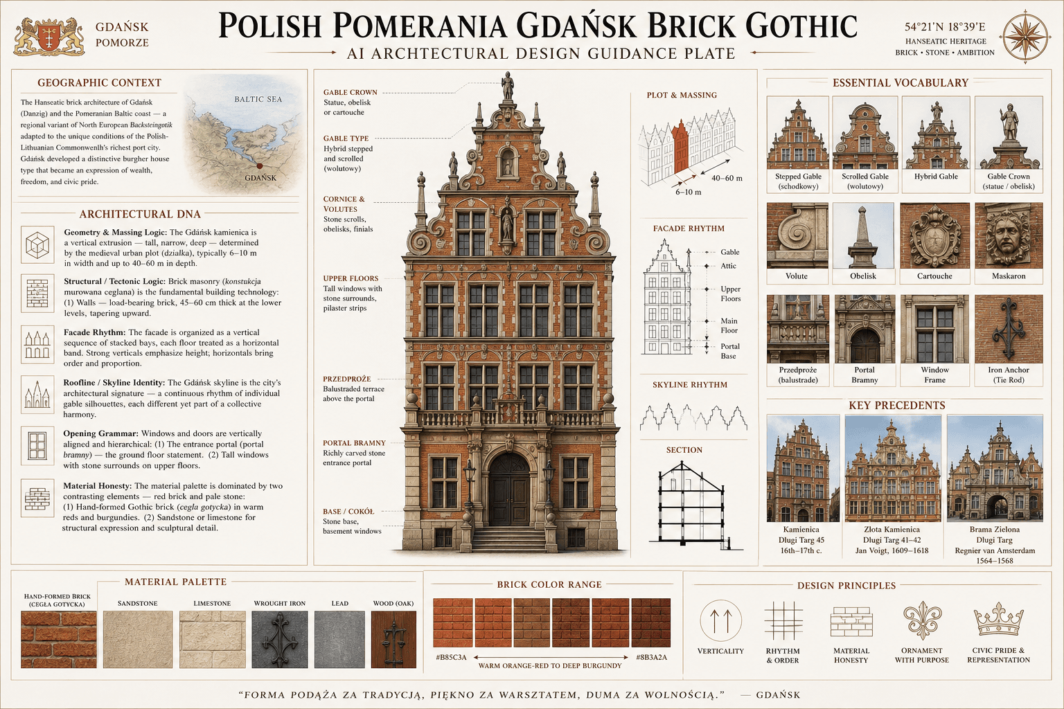 Polish Pomerania Gdańsk Brick Gothic hero plate — Poland